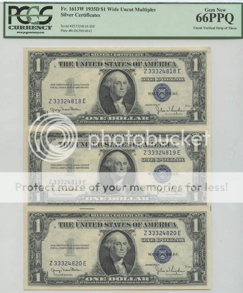 An unrivaled early silver certificate uncut multiple in fabulous 