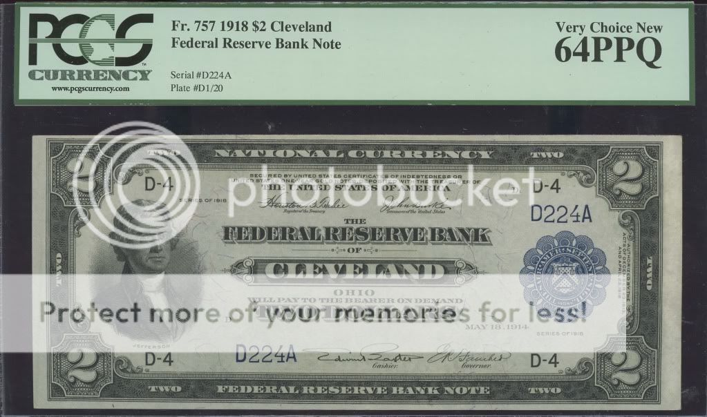 1918 CLEVELAND BATTLESHIP FRBN PCGS 64PPQ SERIAL 224  