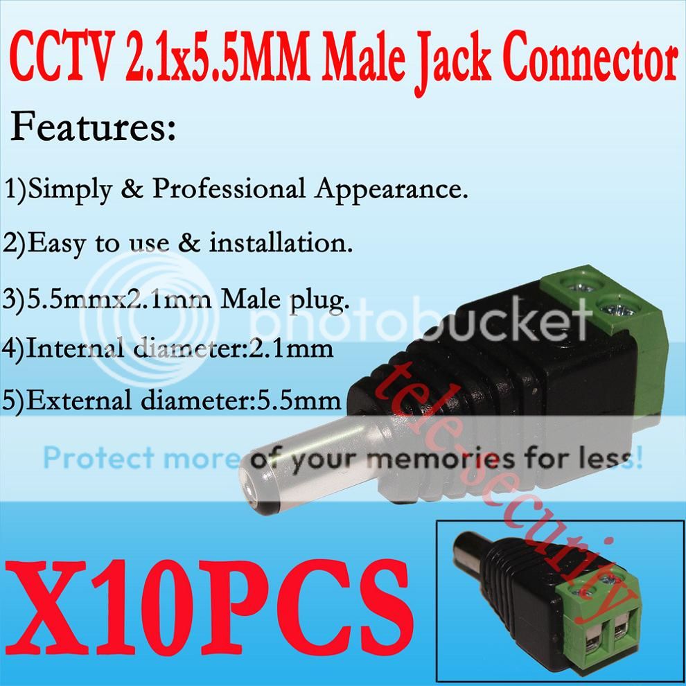 10PCS 2.1mm DC Power Male Jack Connector For Camera/PTZ  