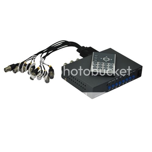 CCTV 8 Channel Color Quad Security Video Processor Splitter with Pigtail Remote