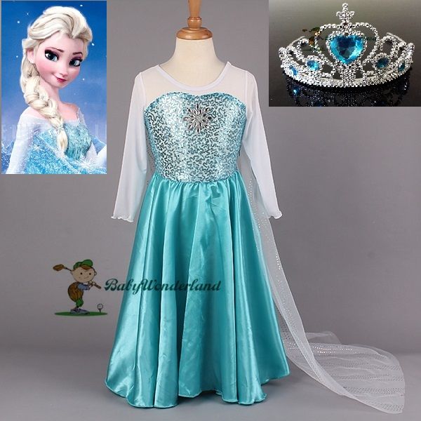 New Girls Frozen Queen Elsa Costume Party Birthday Dress With Cape size ...