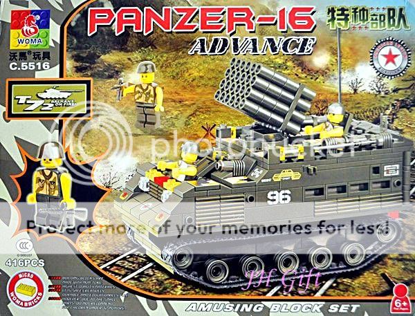 Army Combat Tank Panzer16 Minifigures Military Battle Building Block 